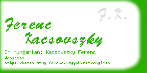 ferenc kacsovszky business card